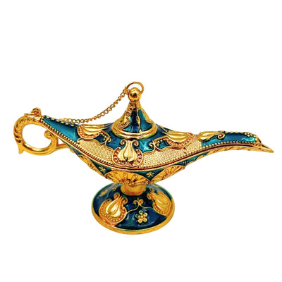 Aladin-Lampe aus Metall, blau-goldfarben, 12 cm, mit Gravur-Personalisierung
