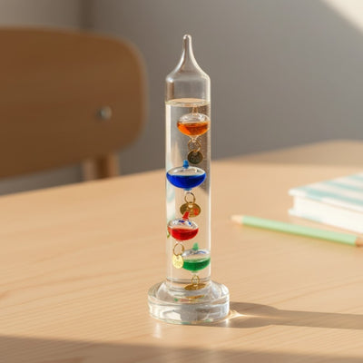 Galilei-Thermometer Galileo mit personalisierter Gravur – elegante Innendekoration in Glasfarbe  