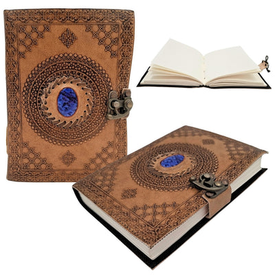 Retro-Ledernotizbuch mit Stein – personalisiertes Notizbuch mit Gravur – Büffelleder, braun, 18x13 cm