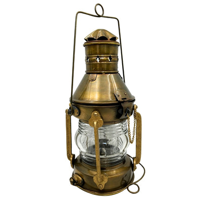 Retro-Seglerlampe aus Metall 34 cm mit der Möglichkeit der Personalisierung durch Gravur in gealtertem Messingfarbton