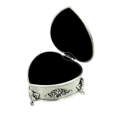 Metall-Schmuckschatulle in Herzform mit personalisierbarer Gravur – elegantes Geschenk zu Valentinstag, Jubiläum oder Geburtstag, verziert mit Rosenmotiv, Maße 8,7 x 8,4 x 5,1 cm