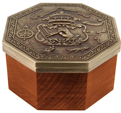 Exklusiver magnetischer Kardankompass mit Gravur – Replik als maritimes Geschenk, Höhe 5,8 cm, Buchen- und Eichenholz, Messing, Renaissance-Stil