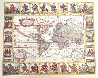 Weltkarte Piscator 1652 mit Gravur-Personalisierung