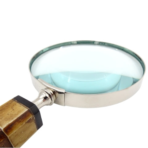 Elegante Leselupe mit Knochenhandgriff NC1099A mit personalisierbarer Gravur, silberfarbener Messinggehäuse, ideal als Geschenk für Senioren, Großvater oder Sammler, Höhe 24,5 cm