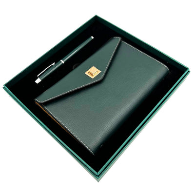 Elegantes Geschenkset mit personalisierter Gravur – Leder-Notizbuch A6 mit hochwertigem Kugelschreiber in luxuriöser Geschenkbox  