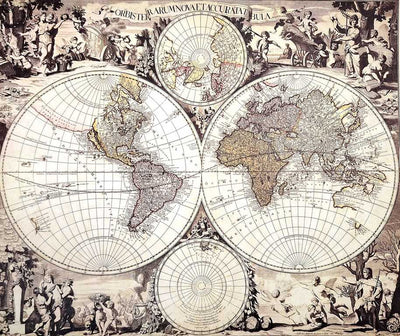 Weltkarte 1686 - G. Valck Reprint mit der Möglichkeit einer personalisierten Gravur - ideales Geschenk für Historiker und Reisende - Maße 56,5 x 47,5 cm