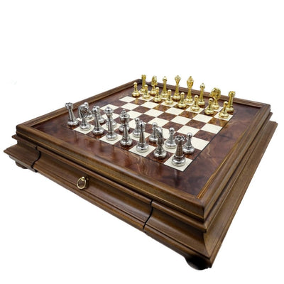 Exklusive Schachfiguren Italfama aus vergoldetem Metall 53x53 cm mit personalisierbarer Gravur