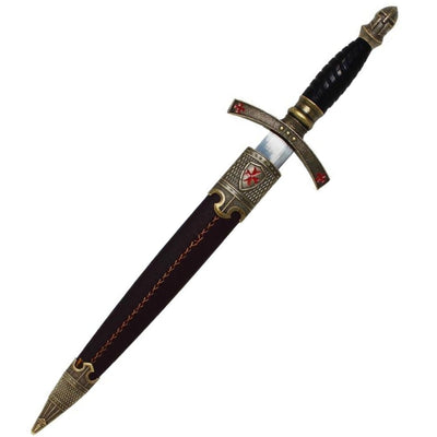 Templer-Dolch in dekorativer Scheide mit Gravur – Replik aus Edelstahl, 40 cm  