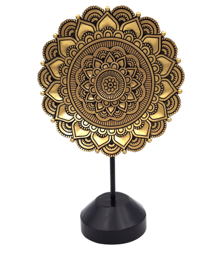 Ovale Mandala-Figur 35 cm - goldene buddhistische Dekoration mit der Möglichkeit einer personalisierten Gravur