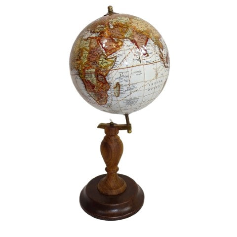 Eleganter dekorativer Globus auf Holzsockel mit individueller Gravurmöglichkeit, 27 cm, dunkelbraun, ideal als Geschenk  