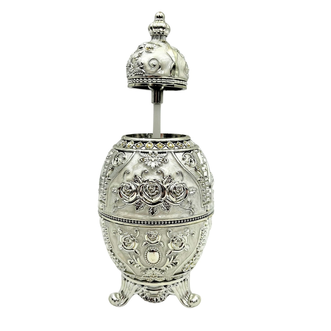 Silbernes Fabergé-Ei zum Öffnen mit Gravurmöglichkeit