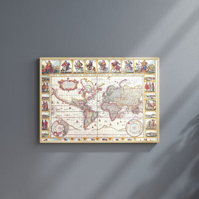 Weltkarte Piscator 1652 mit Gravur-Personalisierung