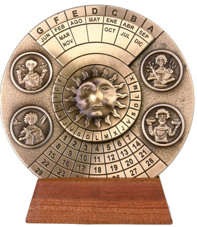 Renaissance-Ewiger Kalender mit Gravur – personalisiertes Geschenk für die Jahre 1600-2799, elegante Bürodekoration, Durchmesser 9 cm, Renaissance-Stil