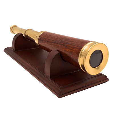 Messing-Holz-Lunette mit Personalisierung und Gravur auf elegantem Holzsockel