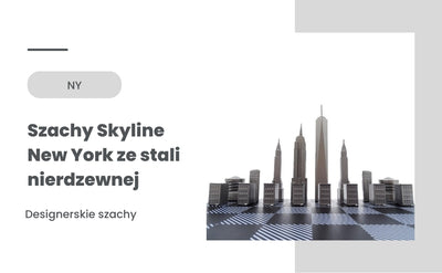 New Yorker Skyline-Schachfiguren aus Edelstahl mit Gravur