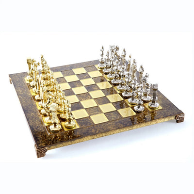Exklusives Metall-Schach Renaissance S9BRGS 36x36 cm Gold-Silber mit Gravurpersonalisierung