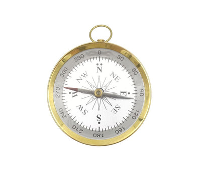 Messing-Kompass in Holzkiste mit Gravur-Personalisierung - elegantes Geschenk für Marine-Liebhaber, Durchmesser 7,5 cm, Höhe 1,5 cm