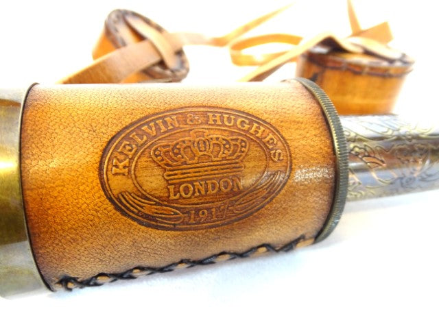 Retro-Messingfernrohr mit Lederband NC1596 mit personalisierbarer Gravur