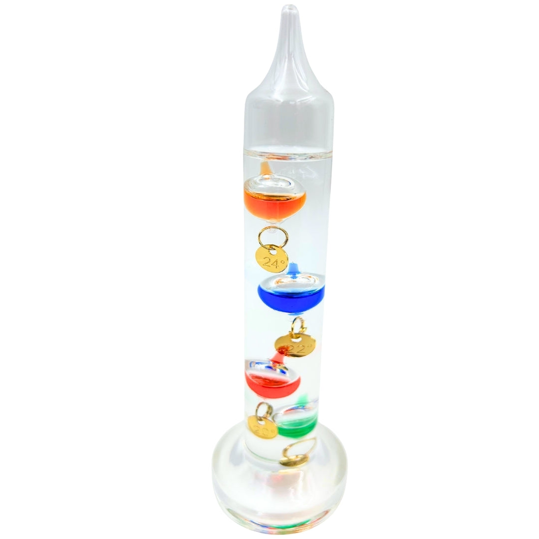 Galilei-Thermometer Galileo mit personalisierter Gravur – elegante Innendekoration in Glasfarbe  
