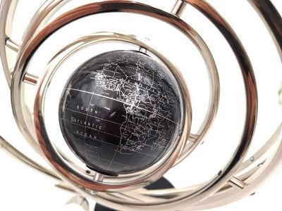 Sphärisches Astrolabium mit Globus, 44,5 cm, silberfarben, mit personalisierbarer Gravur