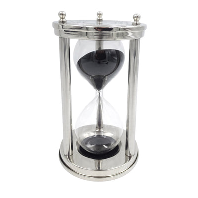 Aluminium-Sanduhr 15 Min mit personalisierbarer Gravur, schwarz, 10,15x10,15x20,25 cm
