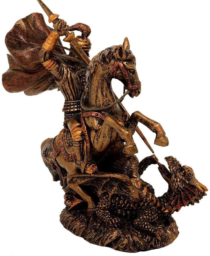 Figur Heiliger Georg aus Polyresin, 13 cm, mit Gravur-Personalisierung, ideales Geschenk für verschiedene Anlässe