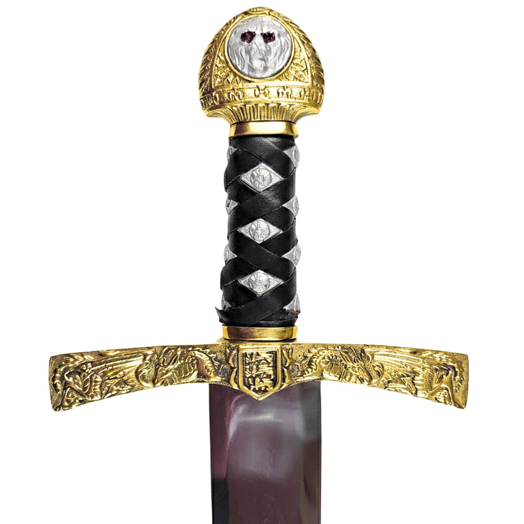 Replik des Schwerts Excalibur von König Artus mit Gravur – 98,5 cm, Stahlklinge, Messinggriff  