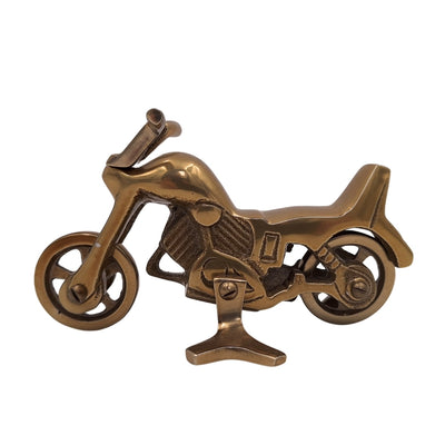 Metallmodell Motorrad N-2960 aus Aluminium in antikem Messing – personalisierte Gravur als Geschenk, Maße 17,5 x 10 cm