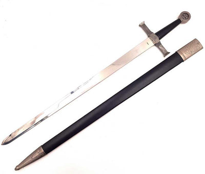 Stahlschwert eines Ritters 84 cm in Scheide - Replik SW-114 mit der Möglichkeit einer personalisierten Gravur