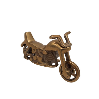 Metallmodell Motorrad N-2960 aus Aluminium in antikem Messing – personalisierte Gravur als Geschenk, Maße 17,5 x 10 cm