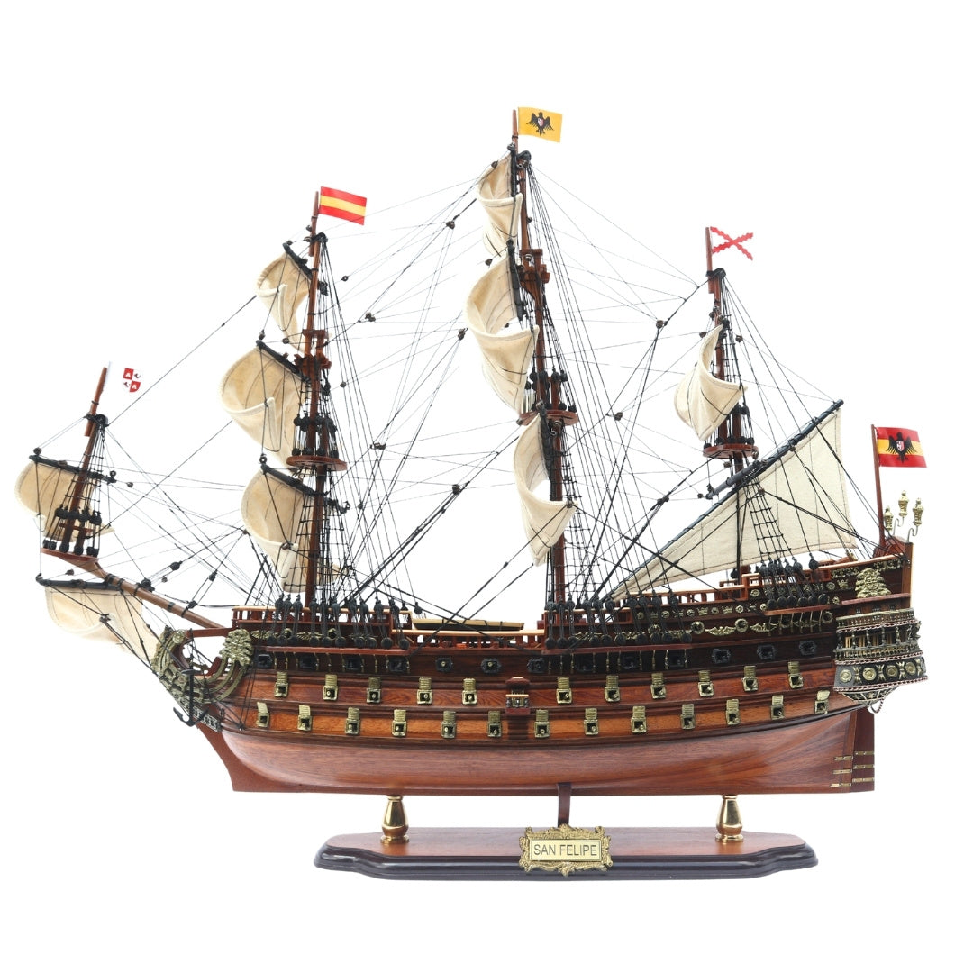 Segelschiffmodell des Schiffs San Felipe 80cm, Möglichkeit zur Personalisierung durch Gravur