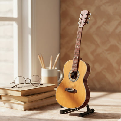 Mini-Klassikgitarre mit Gravur – mahagoniholzene Dekoration, 25 cm