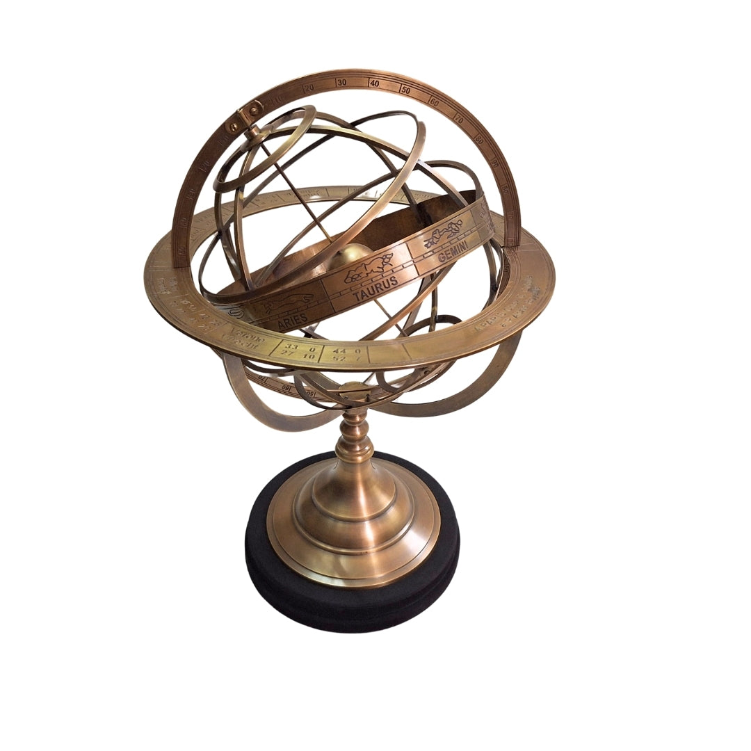 Messing-Astrolabium mit Gravur – elegante Schreibtischdekoration, Höhe 52 cm