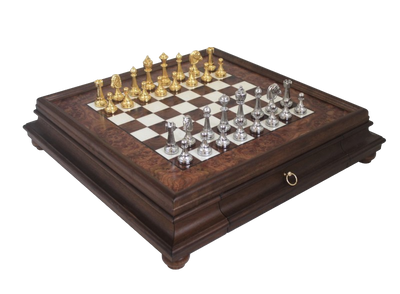Exklusive Schachfiguren Italfama aus vergoldetem Metall 53x53 cm mit personalisierbarer Gravur