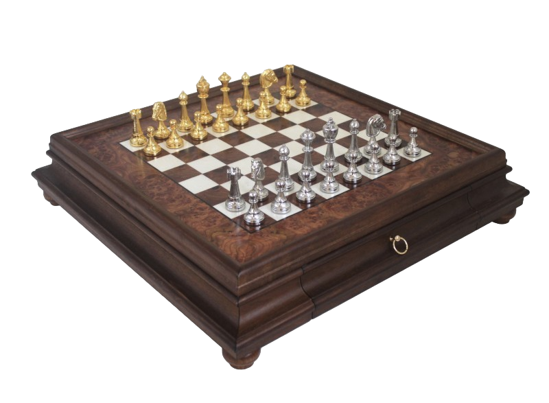 Exklusive Schachfiguren Italfama aus vergoldetem Metall 53x53 cm mit personalisierbarer Gravur