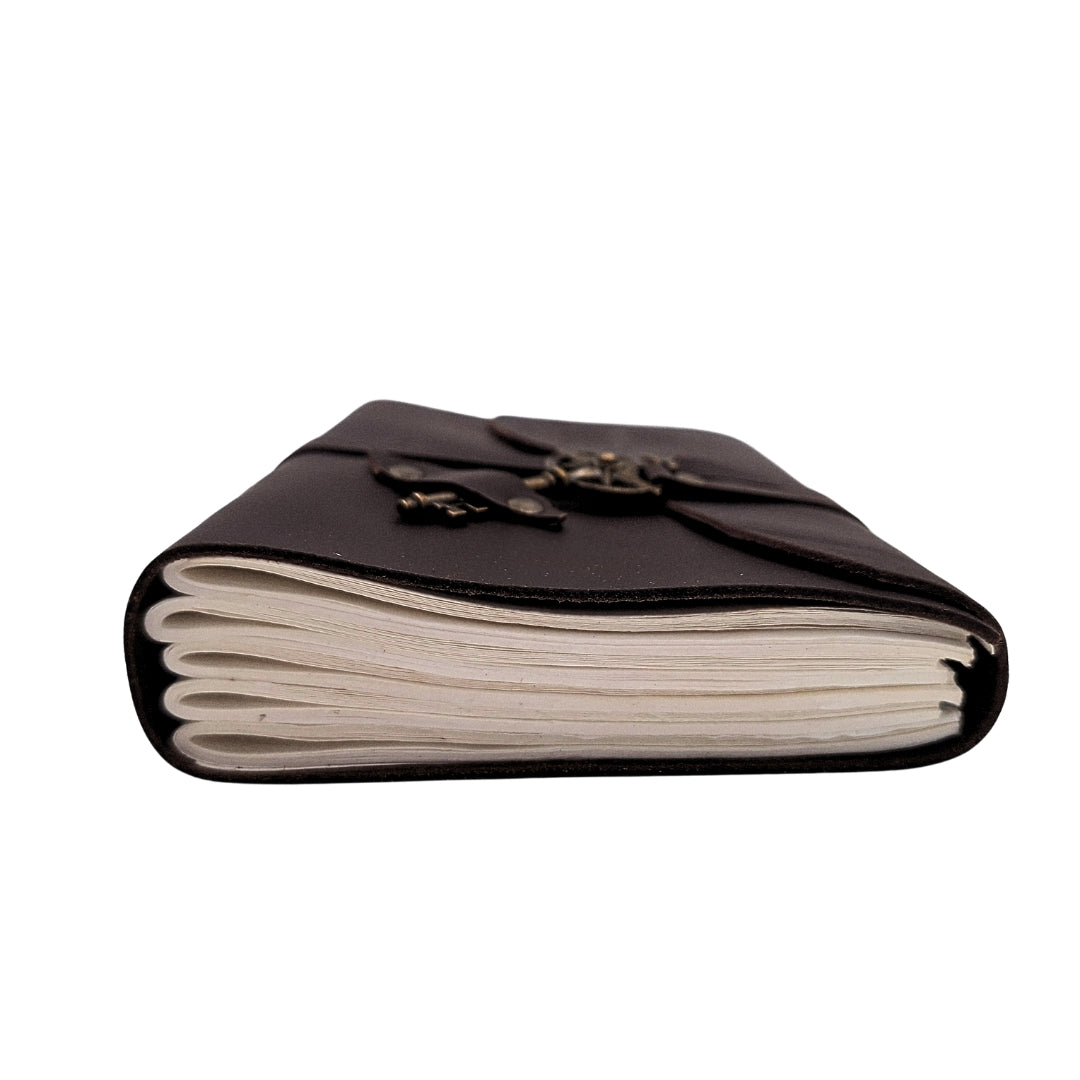 Retro Leder-Notizbuch Windrose 200 Seiten mit Personalisierung durch Gravur