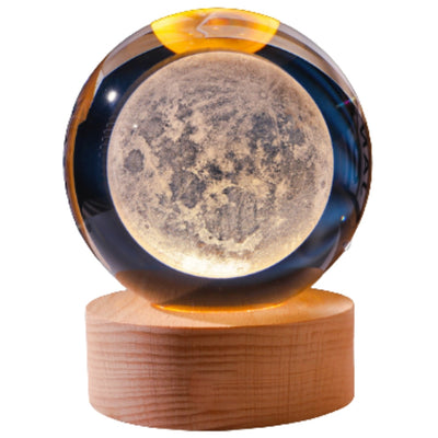 Glaskugel 3D Mond mit Gravur