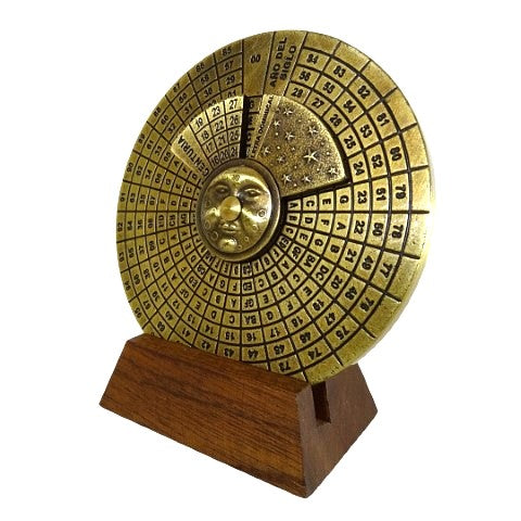 Renaissance-Ewiger Kalender mit Gravur – personalisiertes Geschenk für die Jahre 1600-2799, elegante Bürodekoration, Durchmesser 9 cm, Renaissance-Stil