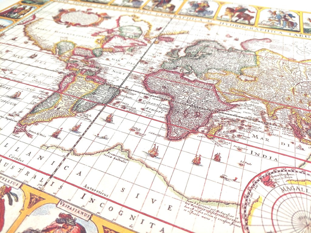 Weltkarte Piscator 1652 mit Gravur-Personalisierung