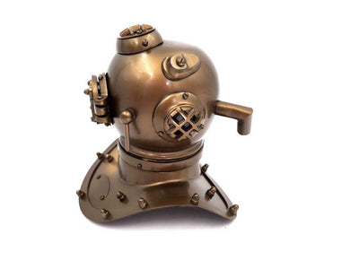 Goldener US Navy Taucherhelm NC2084B aus Messing mit personalisierbarer Gravur