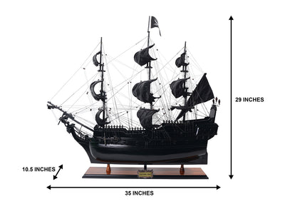 Modell des Piratenschiffs Schwarze Perle BP80R mit Gravurmöglichkeit, Länge 89 cm, exklusives Geschenk für jeden Anlass, Kunsthandwerk, Holzsockel