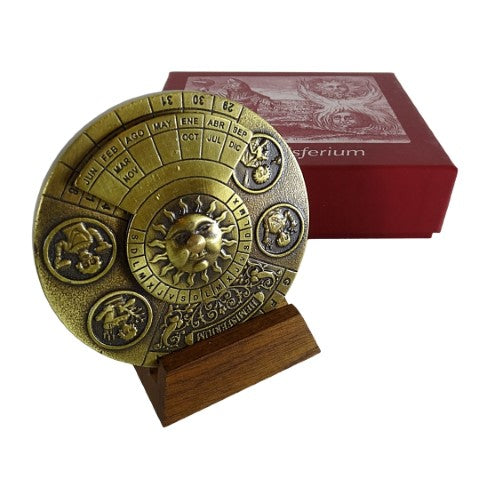 Renaissance-Ewiger Kalender mit Gravur – personalisiertes Geschenk für die Jahre 1600-2799, elegante Bürodekoration, Durchmesser 9 cm, Renaissance-Stil