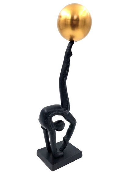 Dekorative Yogini-Figur in Schwarz und Gold, Höhe 41 cm, mit Gravurmöglichkeit zur Personalisierung, ideal als Geschenk