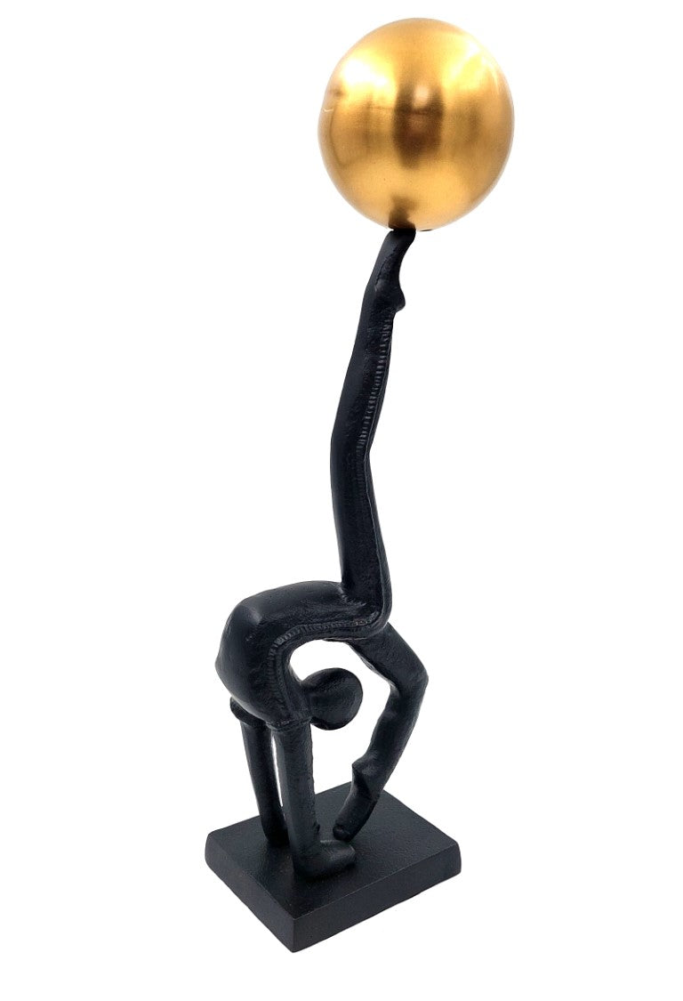 Dekorative Yogini-Figur in Schwarz und Gold, Höhe 41 cm, mit Gravurmöglichkeit zur Personalisierung, ideal als Geschenk