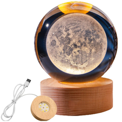 Glaskugel 3D Mond mit Gravur