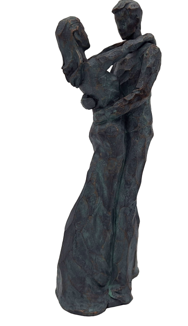 Dekorative Figur Tanzendes Paar mit Gravur – romantisches Geschenk zur Hochzeit oder zum Jubiläum – Höhe 28 cm, aus Polyresin, elegantes Design in tiefen Farbtönen