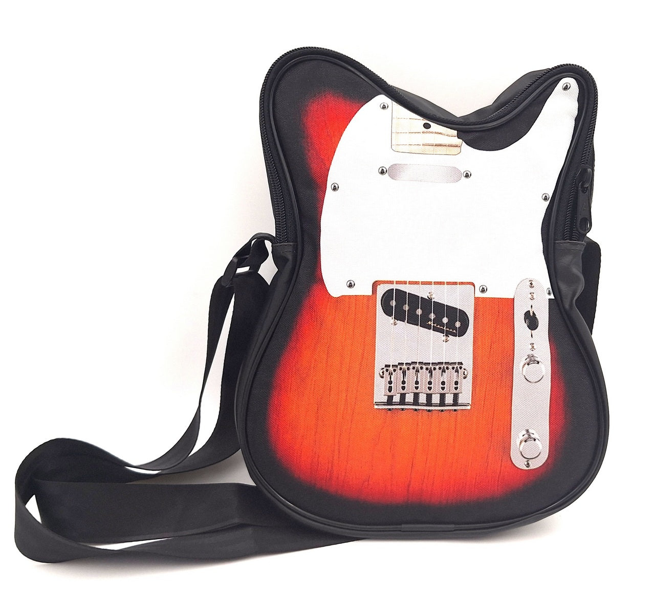 Schultertasche in Form einer E-Gitarre RBG-023 mit Möglichkeit der Personalisierung durch Gravur, wasserdicht, ideal als Geschenk für Musikliebhaber, 100 % PVC und Polyester, Maße 34 x 23 x 5 cm