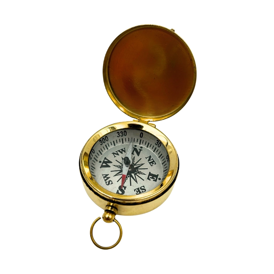 Retro-Messingkompass mit schließbarem Deckel, personalisierbare Gravur, ideal als Geschenk für Segler, Höhe 5 cm, maritimer Stil