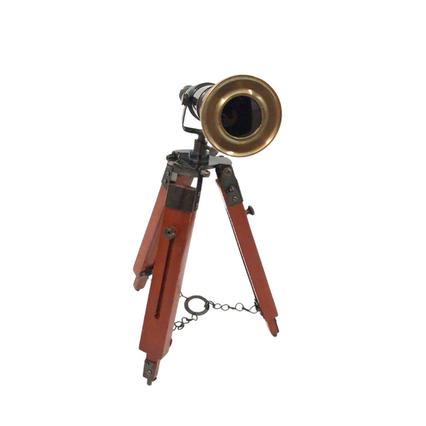Messing-Teleskop auf Dreibein mit Gravurpersonalisierung - elegantes Deko-Element als Geschenk, Höhe verstellbar bis 30 cm
