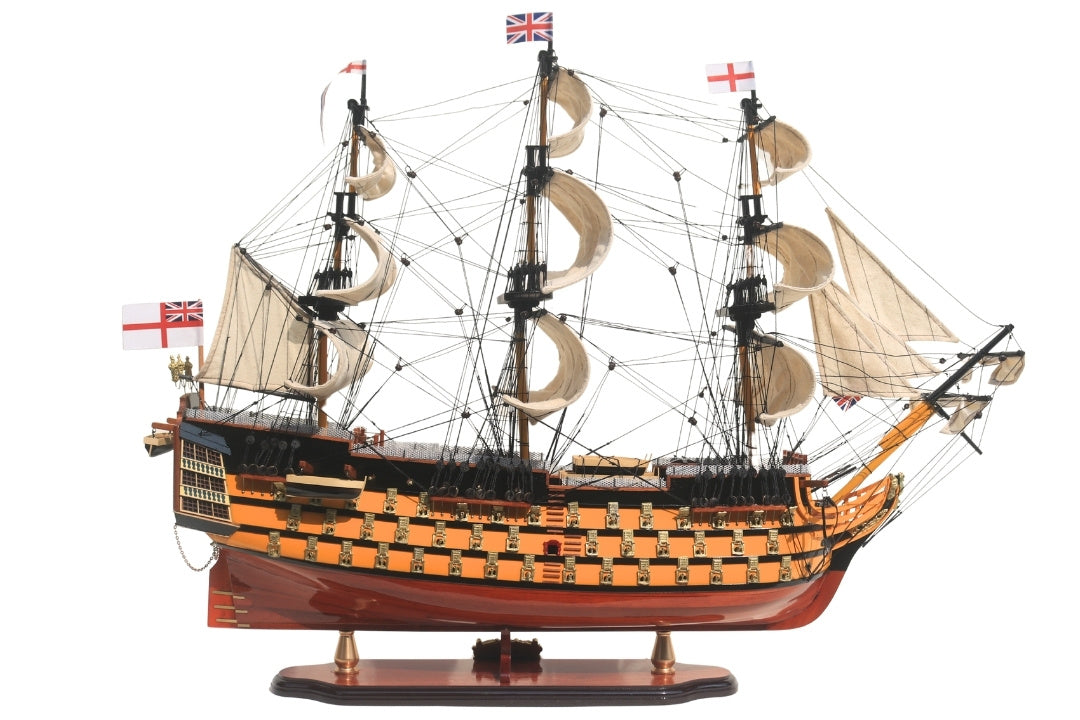 Segelschiffmodell HMS Victory 80cm, montiert, mit Möglichkeit zur Personalisierung durch Gravur - exklusive Geschenkdekoration, handgefertigt aus exotischem Holz, hohe Qualität und Liebe zum Detail